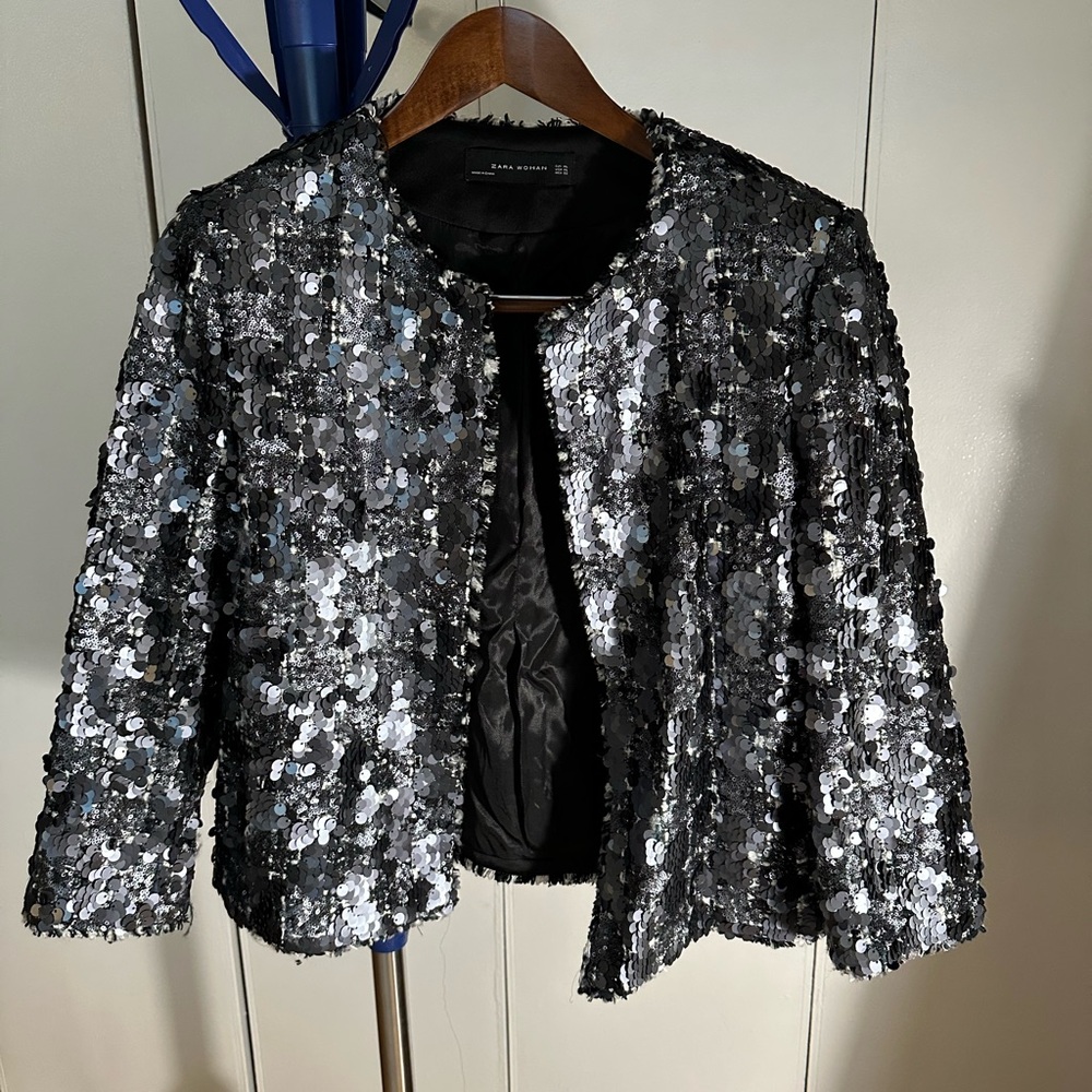Zara Black Sequin Blazer